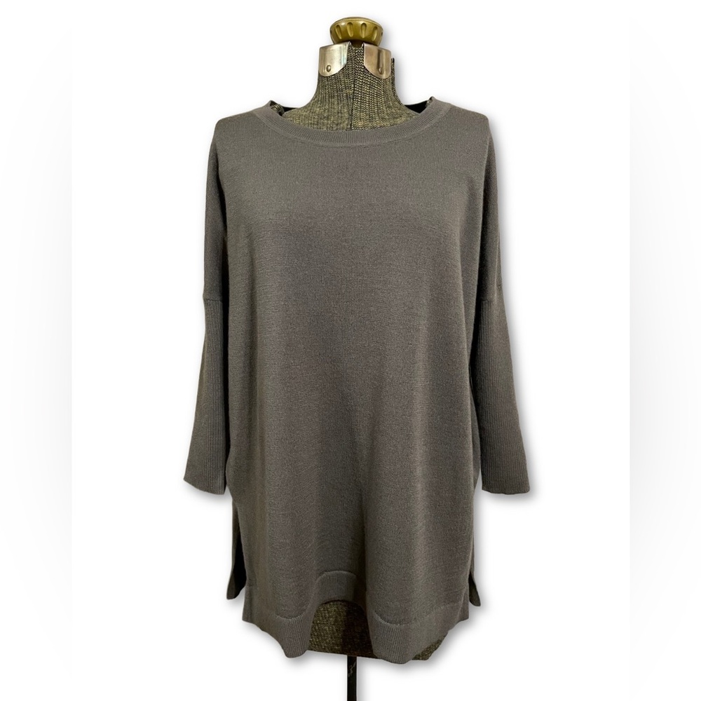 Maeve Anthropologie Olive Brown Merino Wool Tunic Sweater Dolman Sleeve Knit Top